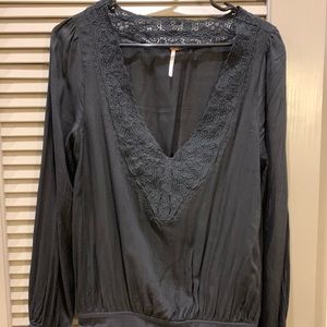 Free People Black Thong Bodysuit